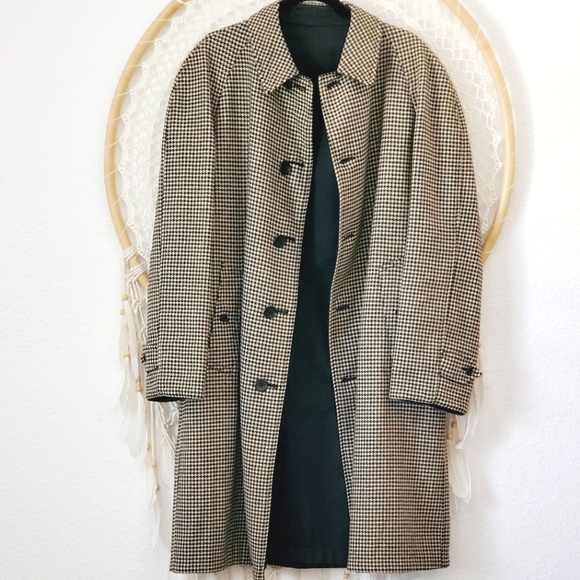 Burberry Wool Trench Reversible Houndstooth Coat